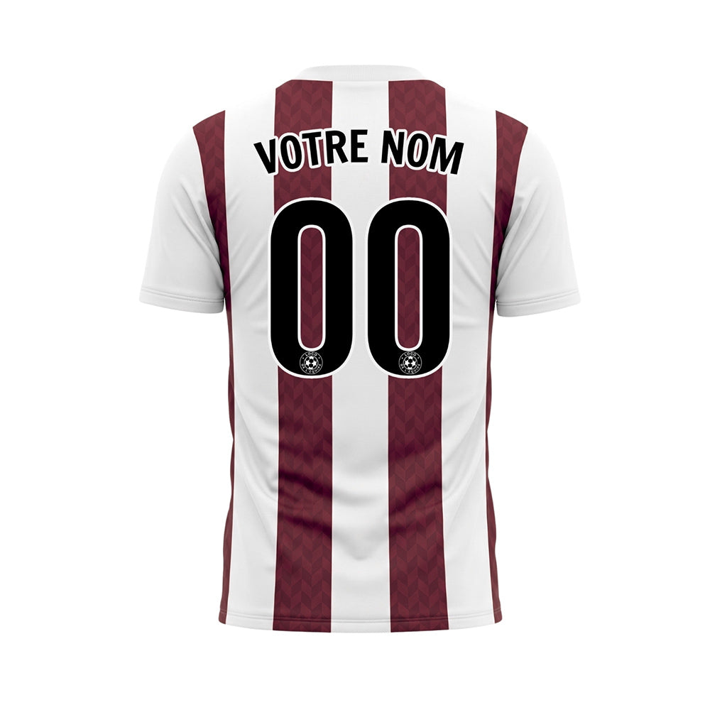Bordeaux Blanc Chevron Rayé Maillot de Football Personnalisé