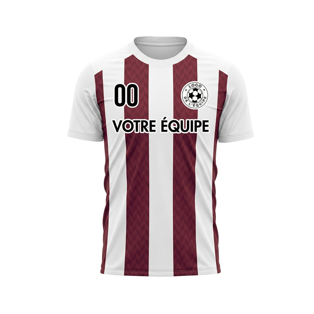 Bordeaux Blanc Chevron Rayé Maillot de Football Personnalisé