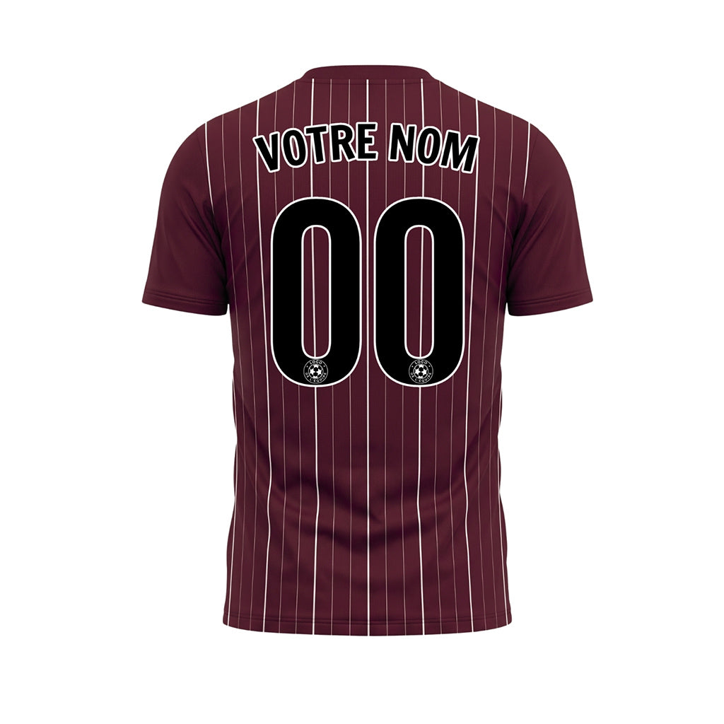 Bordeaux Blanc Fines Rayures Fines Maillot de Football Personnalisé
