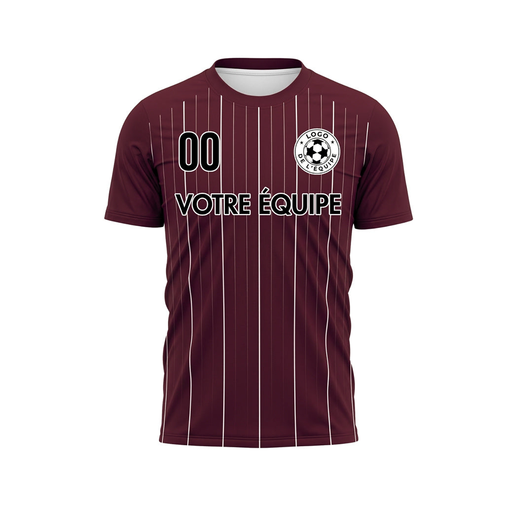 Bordeaux Blanc Fines Rayures Fines Maillot de Football Personnalisé