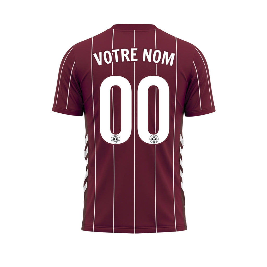 Bordeaux Blanc Rayures Fines Maillot de Football Personnalisé