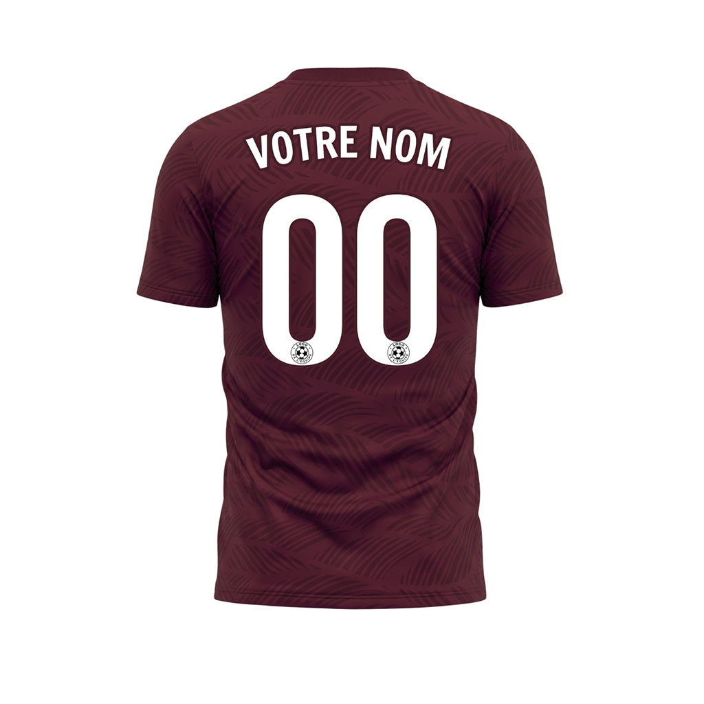 Rouge Bordeaux Feuille Motif Vagues Maillot de Football Personnalisé