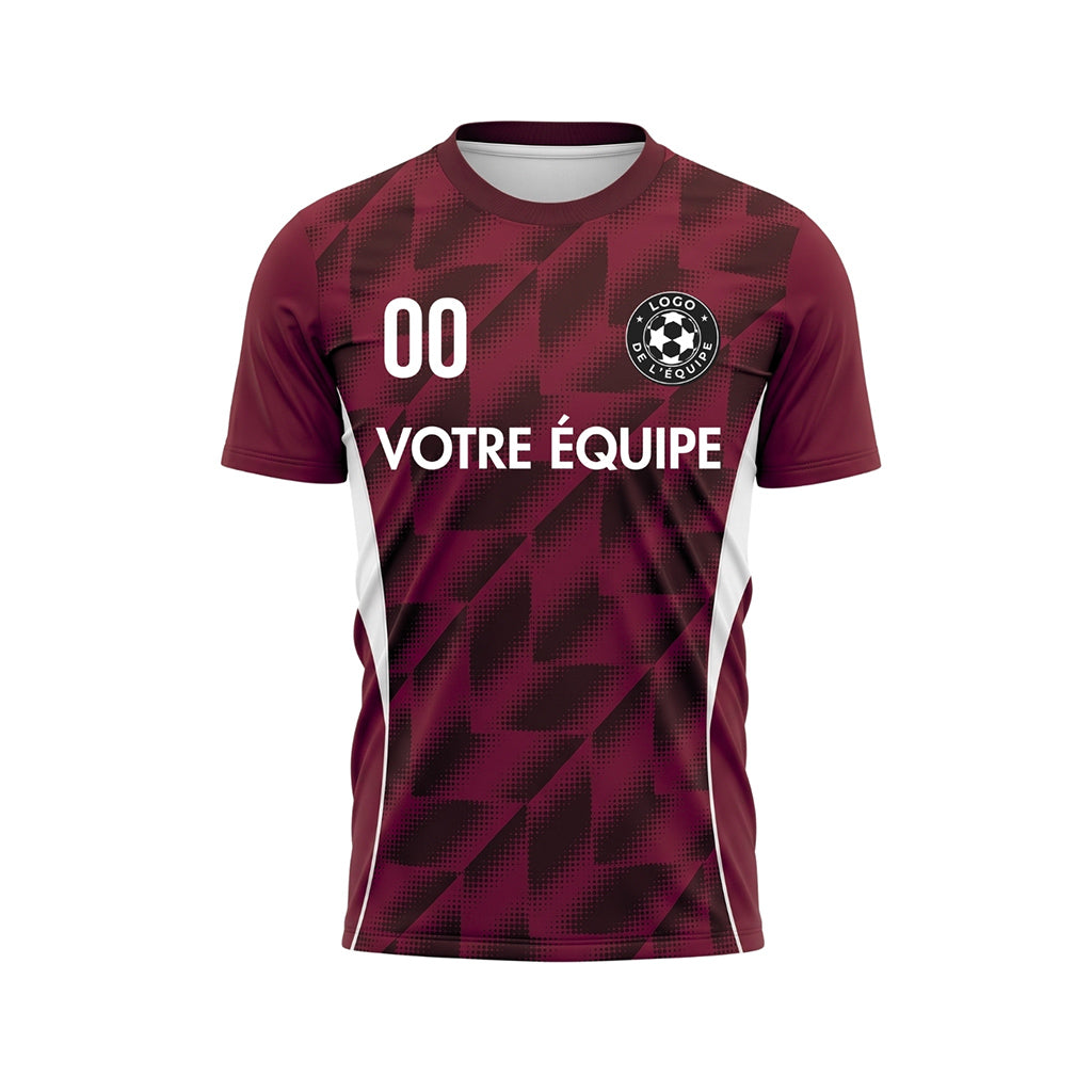 Rouge Bordeaux Demi-Teinte Géométrique Motif Maillot de Football Personnalisé