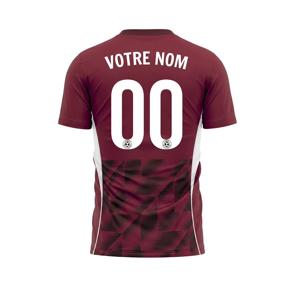 Rouge Bordeaux Demi-Teinte Géométrique Motif Maillot de Football Personnalisé