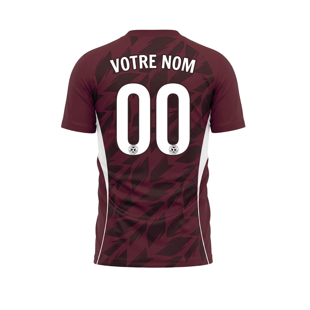 Rouge Bordeaux Flèche Géométrique Motif Maillot de Football Personnalisé