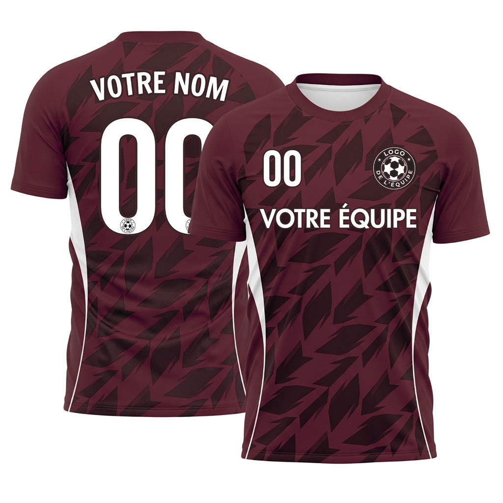 Rouge Bordeaux Flèche Géométrique Motif Maillot de Football Personnalisé