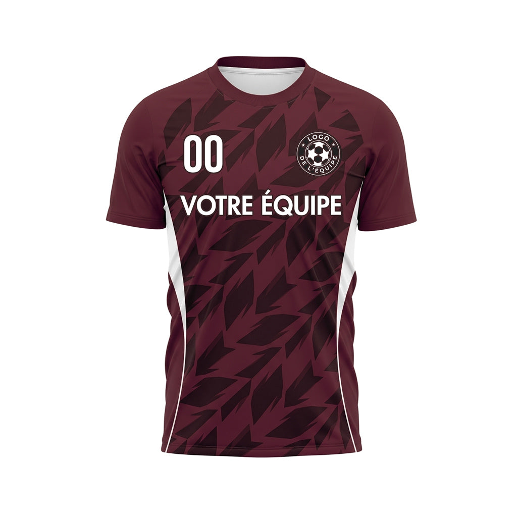 Rouge Bordeaux Flèche Géométrique Motif Maillot de Football Personnalisé