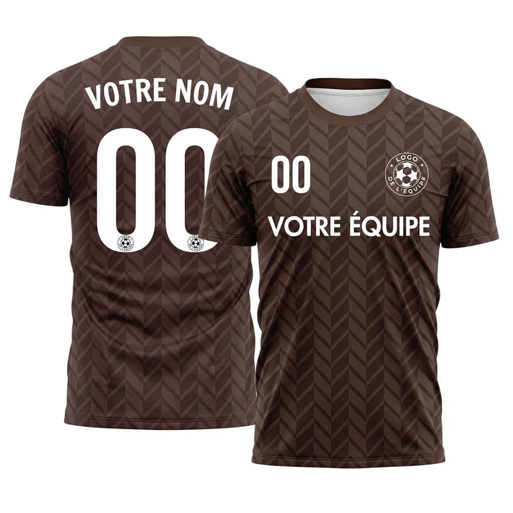 Marron Marron Foncé À Chevrons Motif Maillot de Football Personnalisé