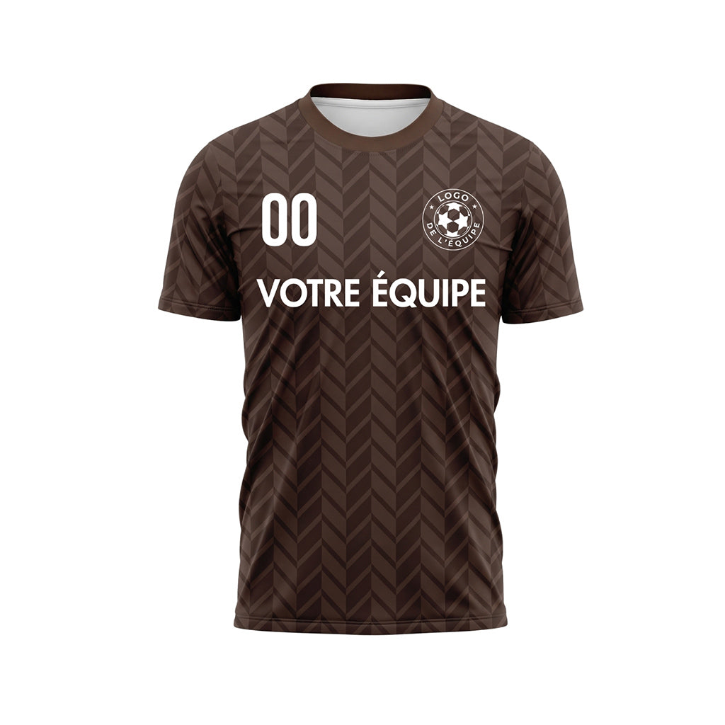 Marron Marron Foncé À Chevrons Motif Maillot de Football Personnalisé