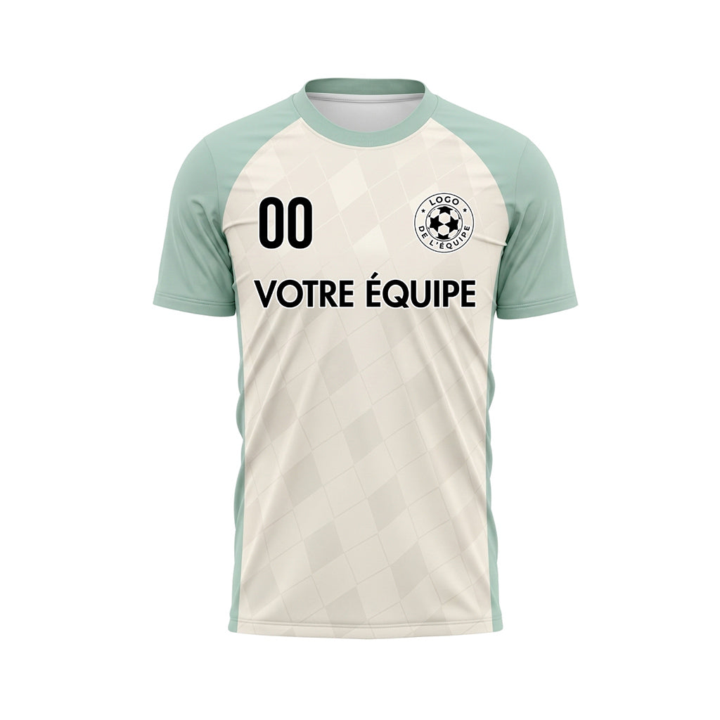 Crème Menthe Clair Motif Losange Raglan Maillot de Football Personnalisé