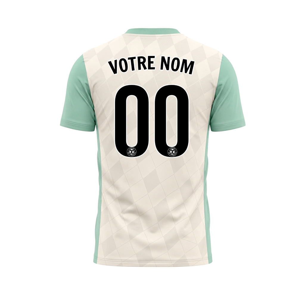Crème Menthe Motif Losange Raglan Maillot de Football Personnalisé