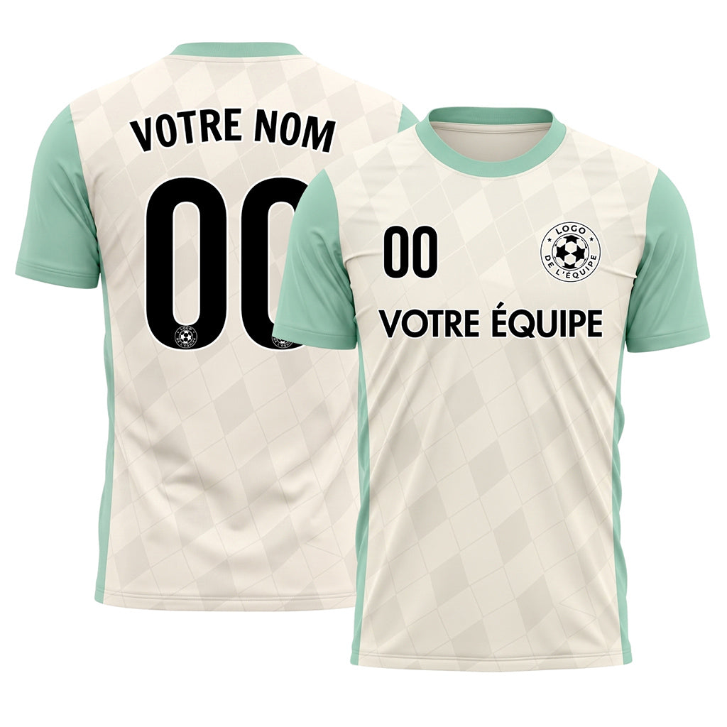 Crème Menthe Motif Losange Raglan Maillot de Football Personnalisé