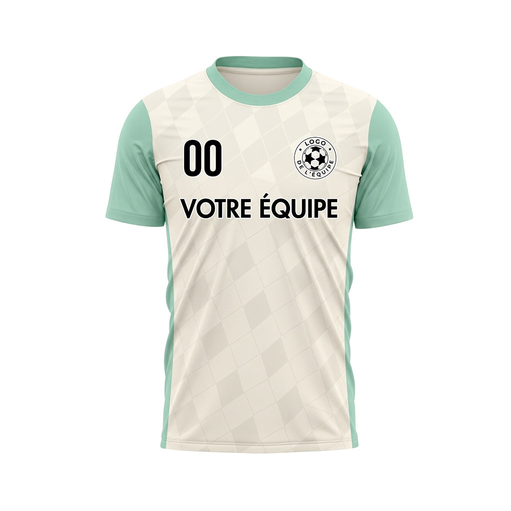 Crème Menthe Motif Losange Raglan Maillot de Football Personnalisé