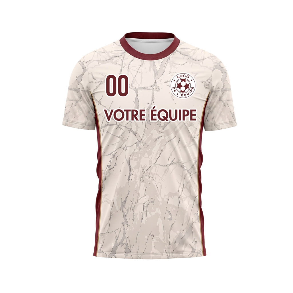 Crème Bordeaux Rouge Marbre Texture Maillot de Foot Personnalisé