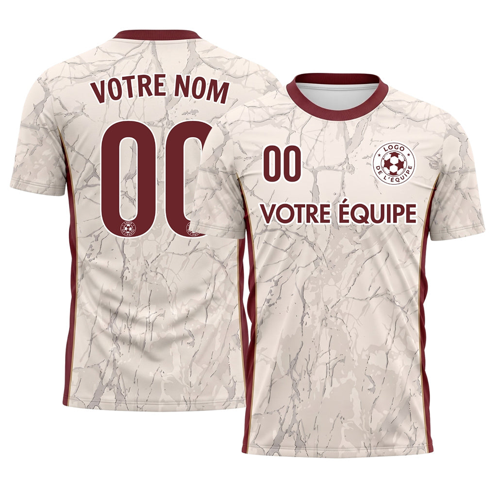 Crème Bordeaux Rouge Marbre Texture Maillot de Foot Personnalisé