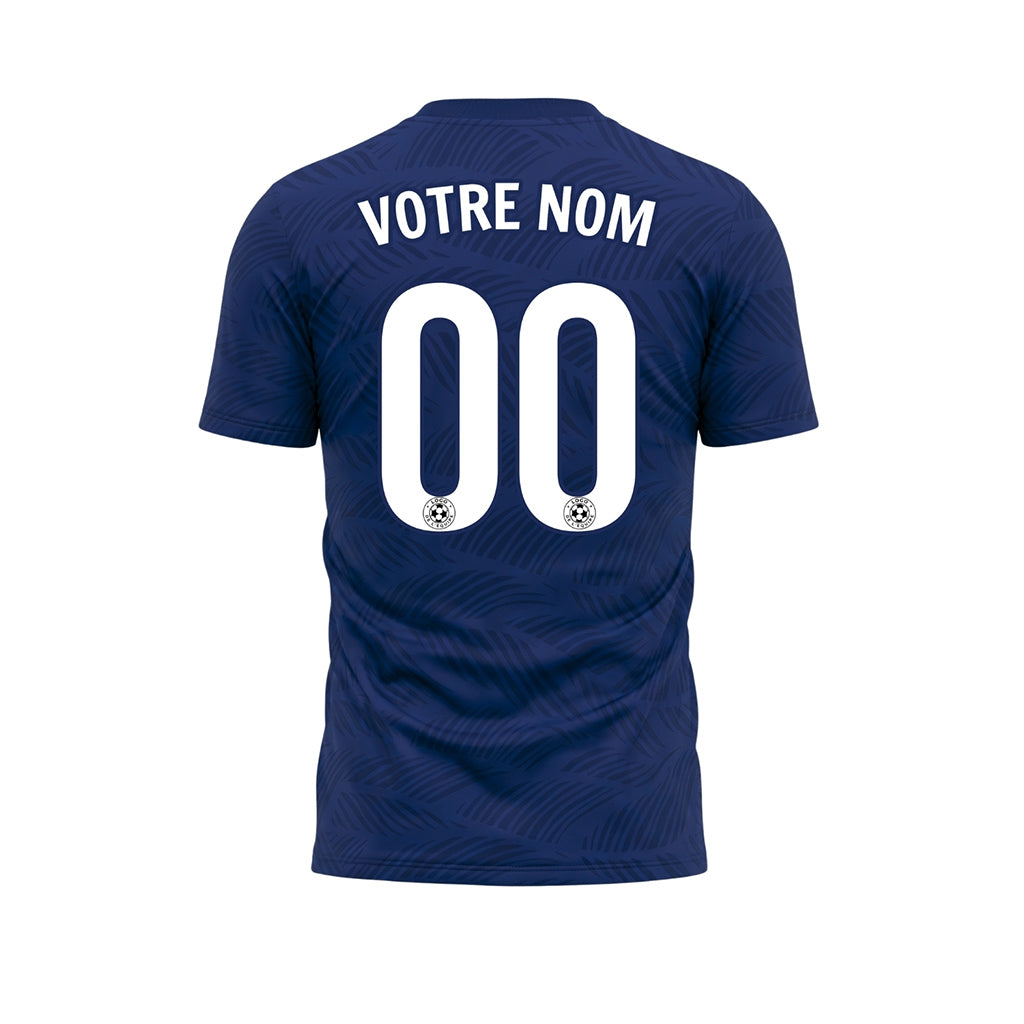 Bleu Foncé Feuille Motif Vagues Maillot de Football Personnalisé