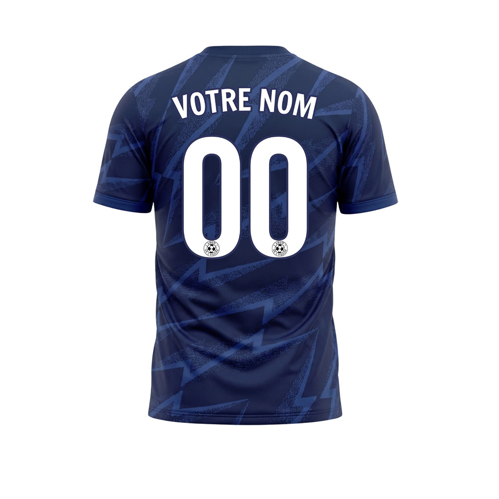 Bleu Foncé Éclair Motif Maillot de Football Personnalisé