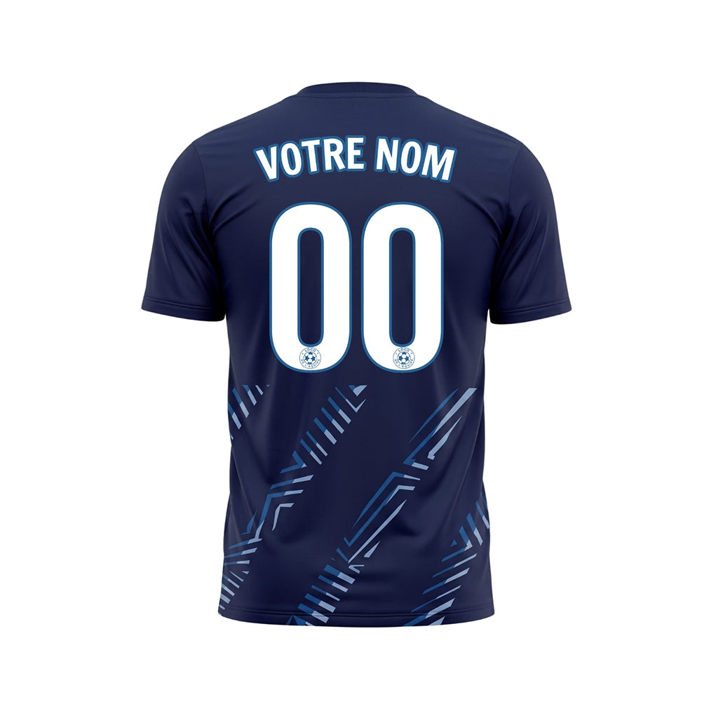 Bleu Foncé Diagonales Rayures Maillot de Football Personnalisé