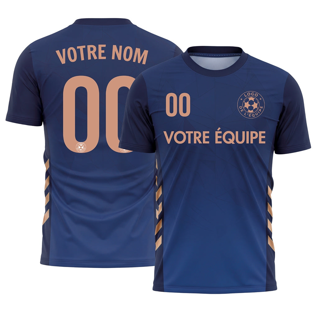 Bleu Foncé Géométrique Motif (2) Maillot de Football Personnalisé