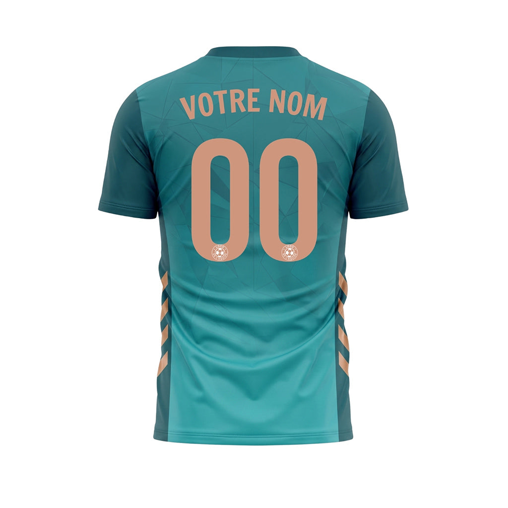 Bleu Foncé Géométrique Motif Maillot de Football Personnalisé