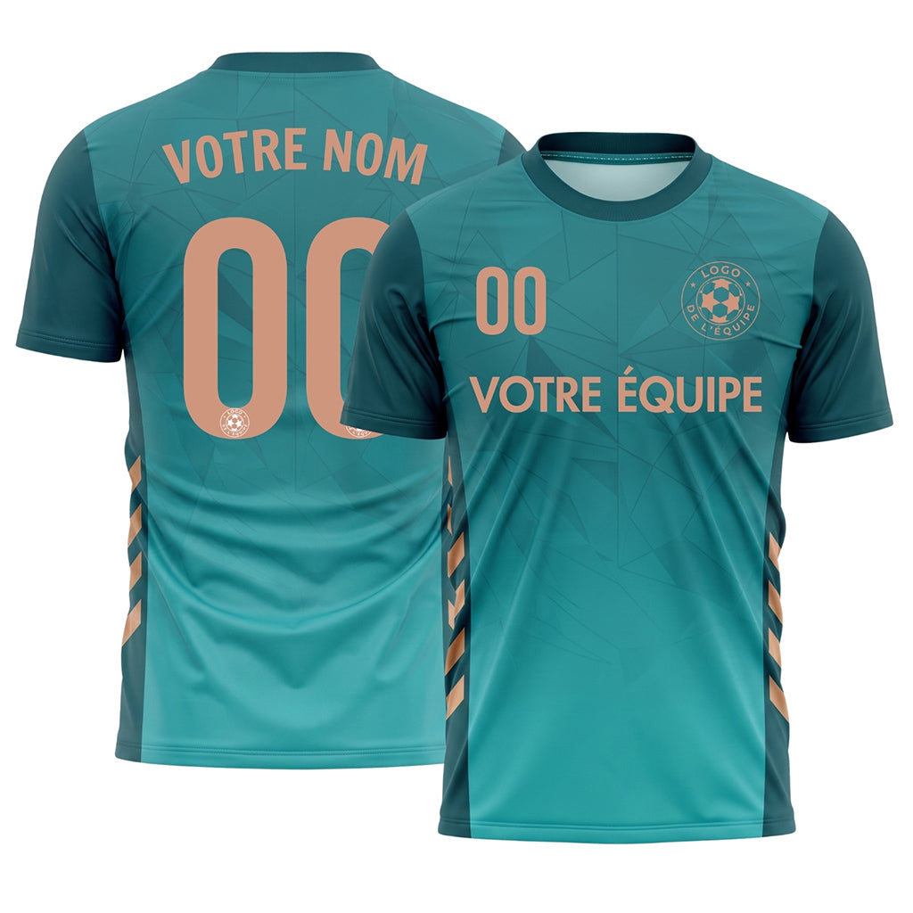 Bleu Foncé Géométrique Motif Maillot de Football Personnalisé