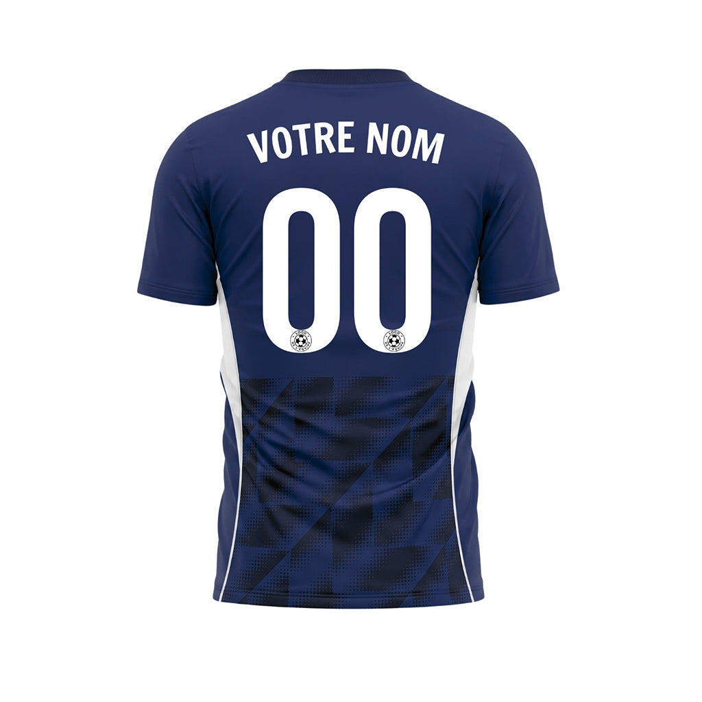 Bleu Foncé Demi-Teinte Géométrique Motif Maillot de Football Personnalisé