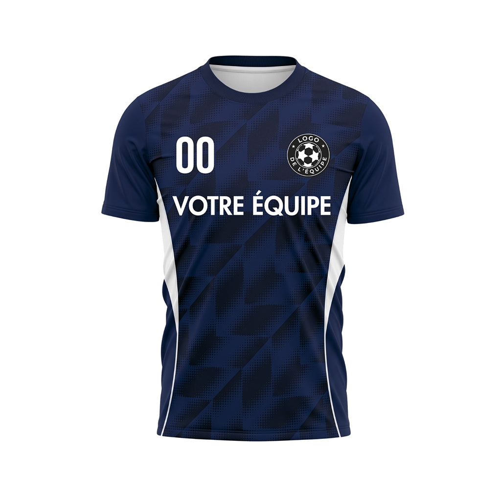 Bleu Foncé Demi-Teinte Géométrique Motif Maillot de Football Personnalisé