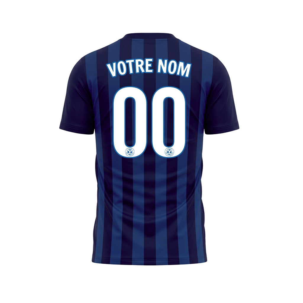 Bleu Foncé Marine Verticales Rayures Maillot de Football Personnalisé