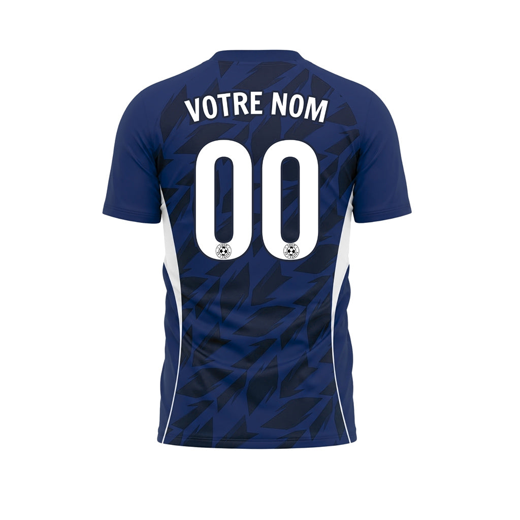 Bleu Foncé Flèche Géométrique Motif Maillot de Football Personnalisé