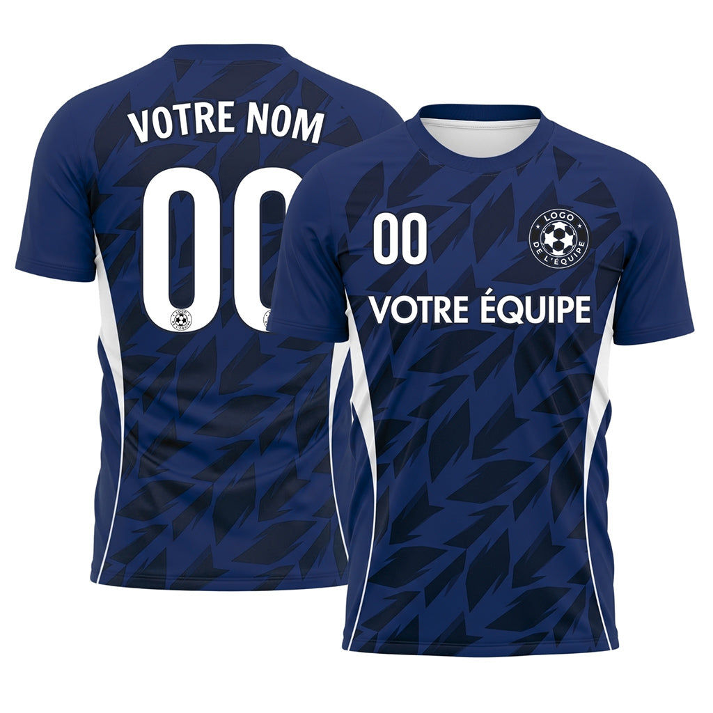 Bleu Foncé Flèche Géométrique Motif Maillot de Football Personnalisé