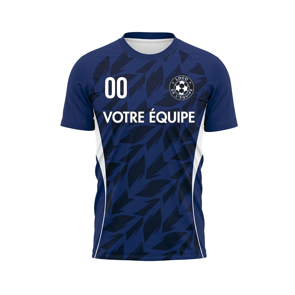 Bleu Foncé Flèche Géométrique Motif Maillot de Football Personnalisé