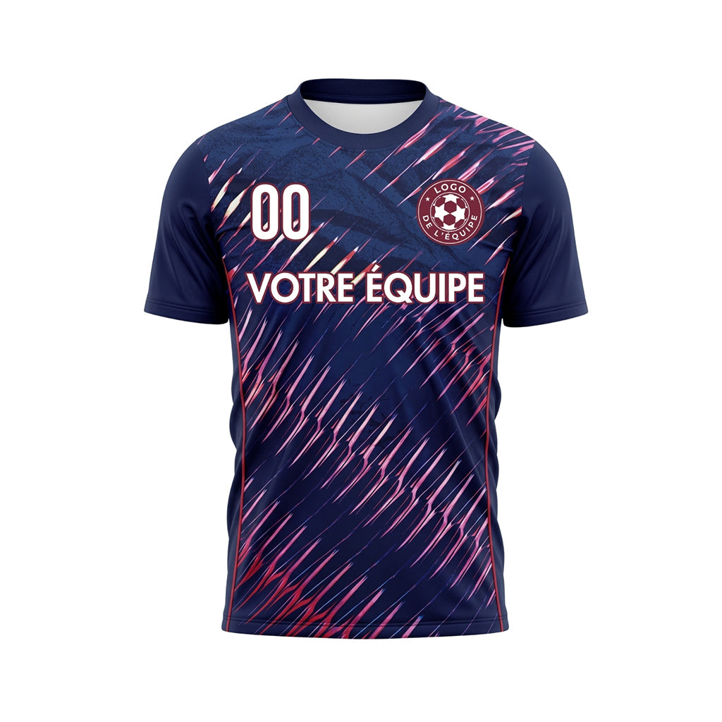 Bleu Foncé Rose Dynamique Rayures Maillot de Football Personnalisé