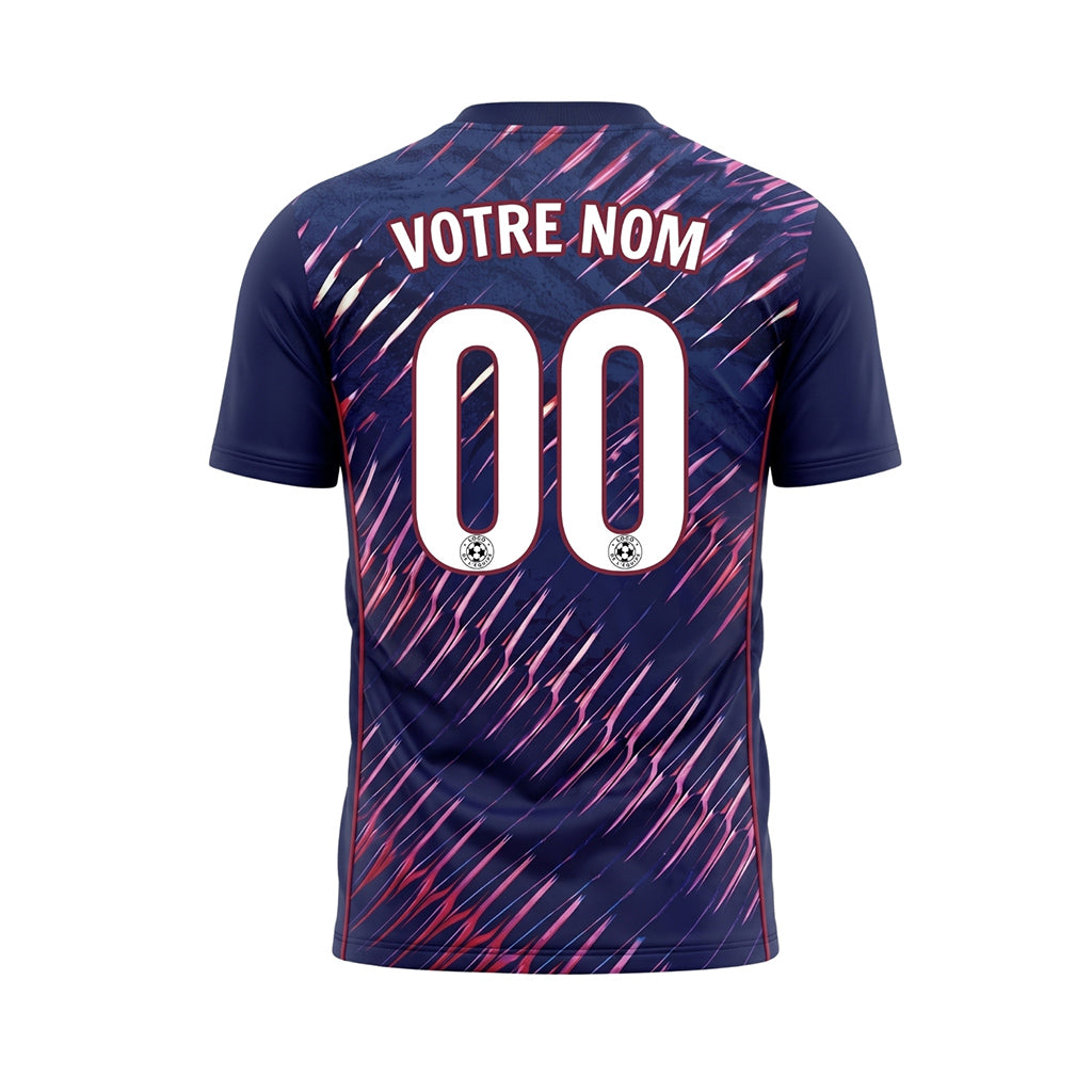 Bleu Foncé Rose Dynamique Rayures Maillot de Football Personnalisé