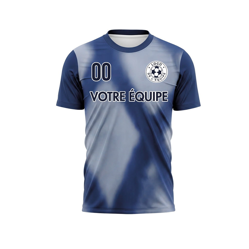 Bleu Foncé Tie Dye Motif Losange Maillot de Football Personnalisé