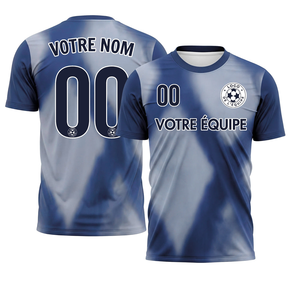 Bleu Foncé Tie Dye Motif Losange Maillot de Football Personnalisé