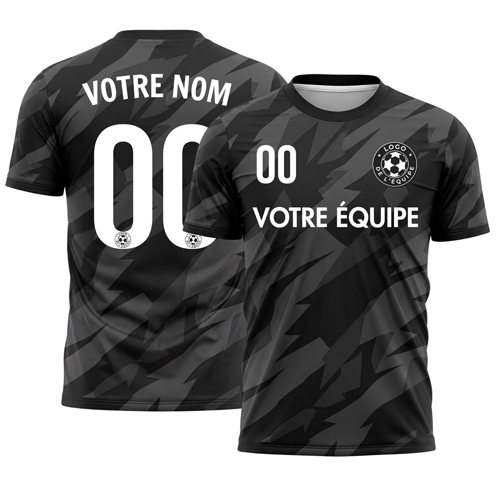 Gris Foncé Géométrique Motif Camouflage Maillot de Football Personnalisé
