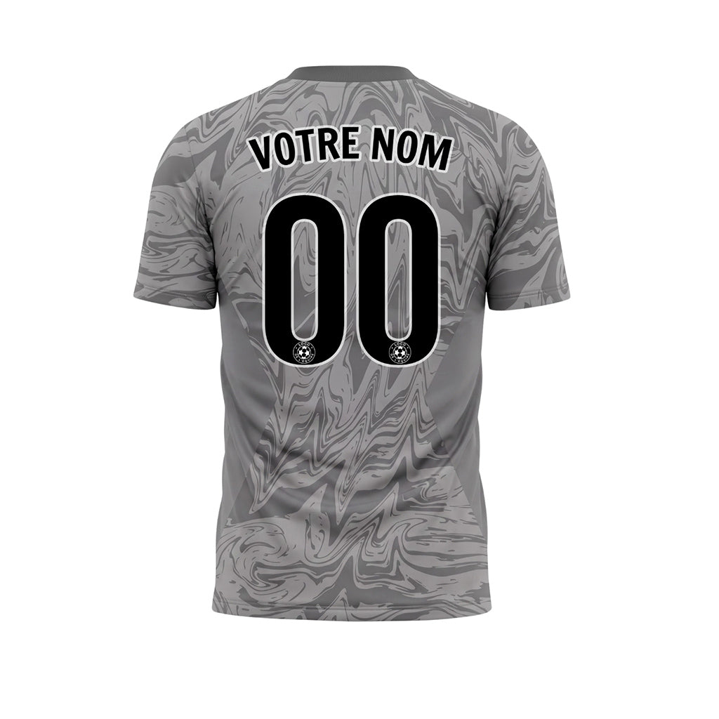 Gris Foncé Marbre Motif Jaune Bandes Latérales Maillot de Football Personnalisé