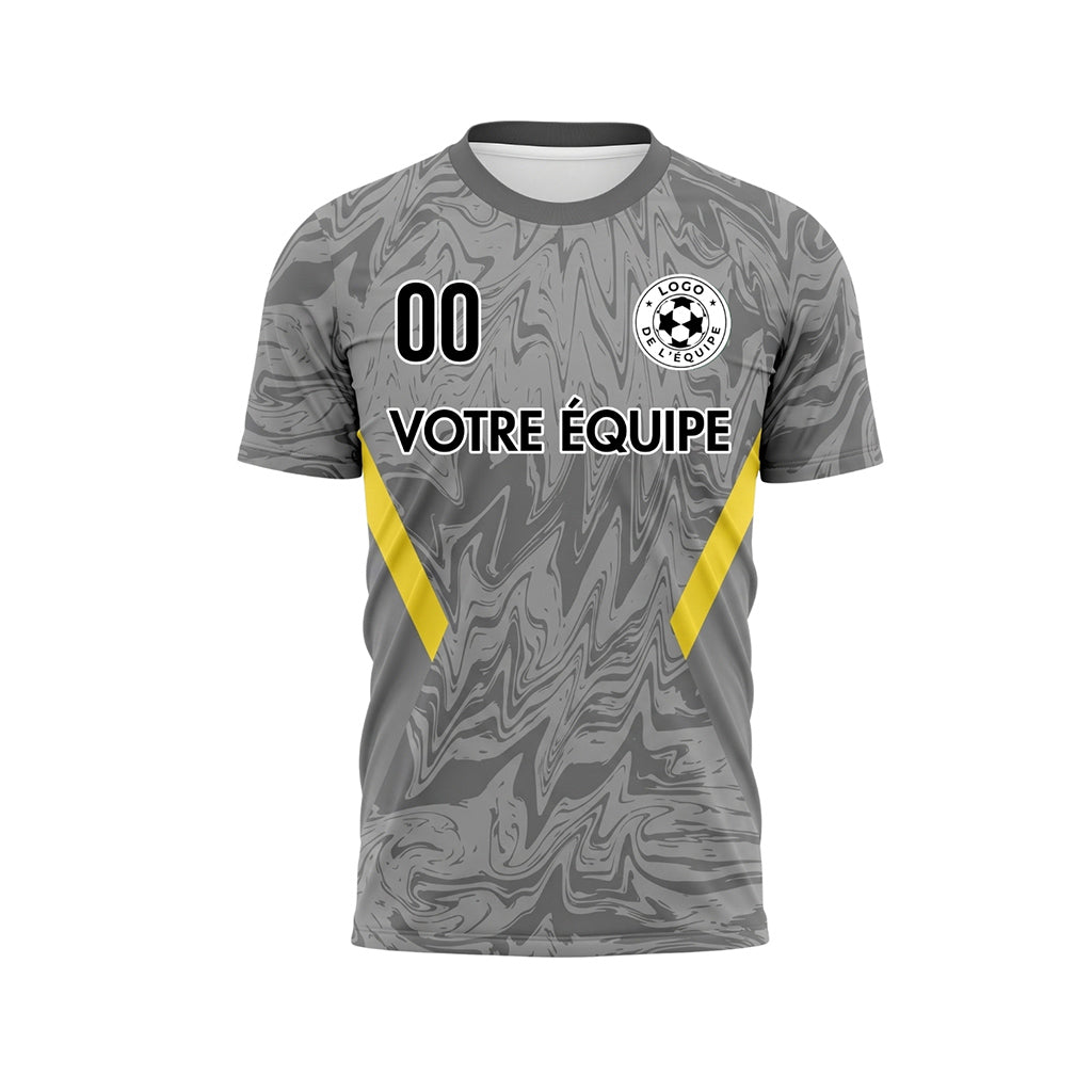 Gris Foncé Marbre Motif Jaune Bandes Latérales Maillot de Football Personnalisé