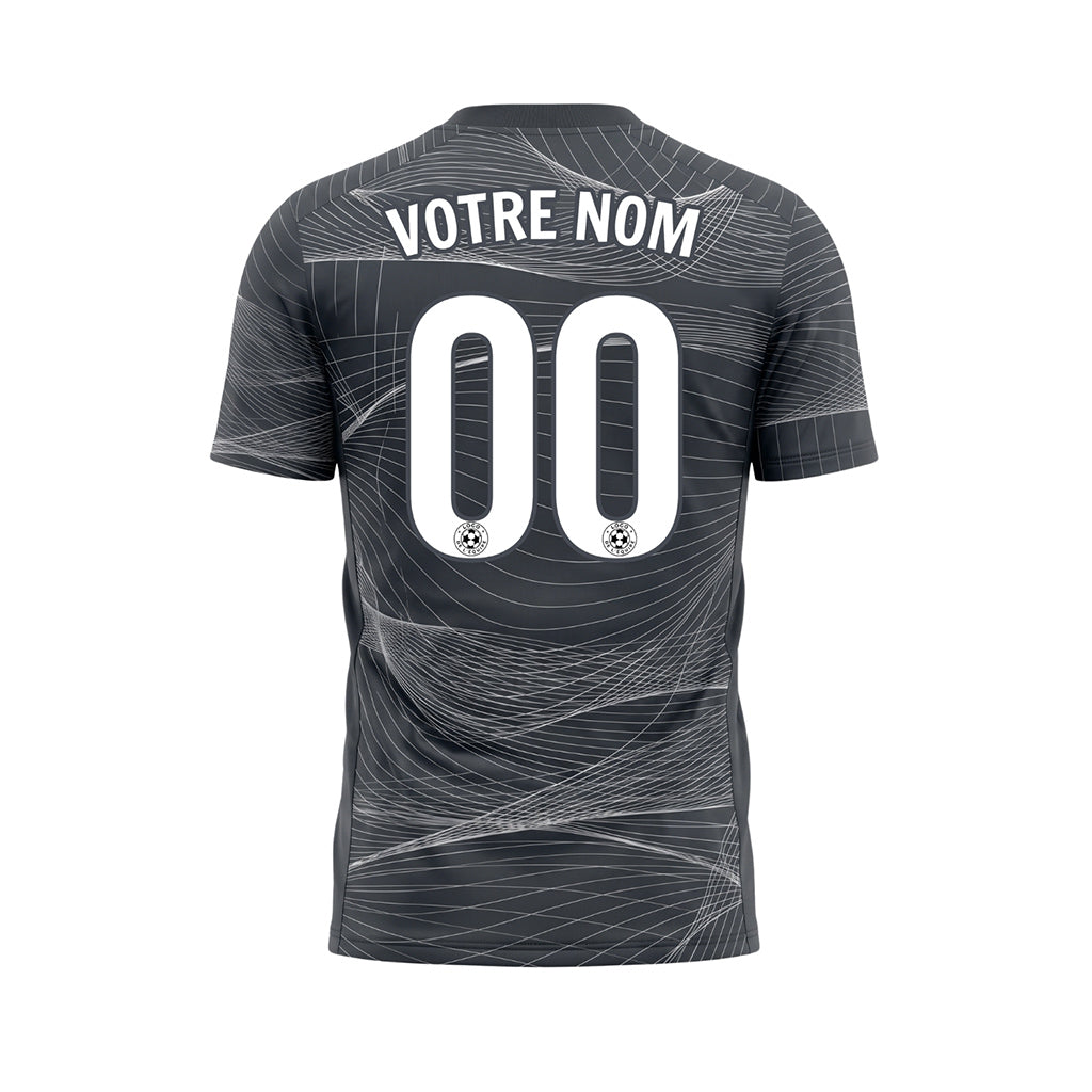 Gris Foncé Motif Lignes Ondulées Maillot de Football Personnalisé