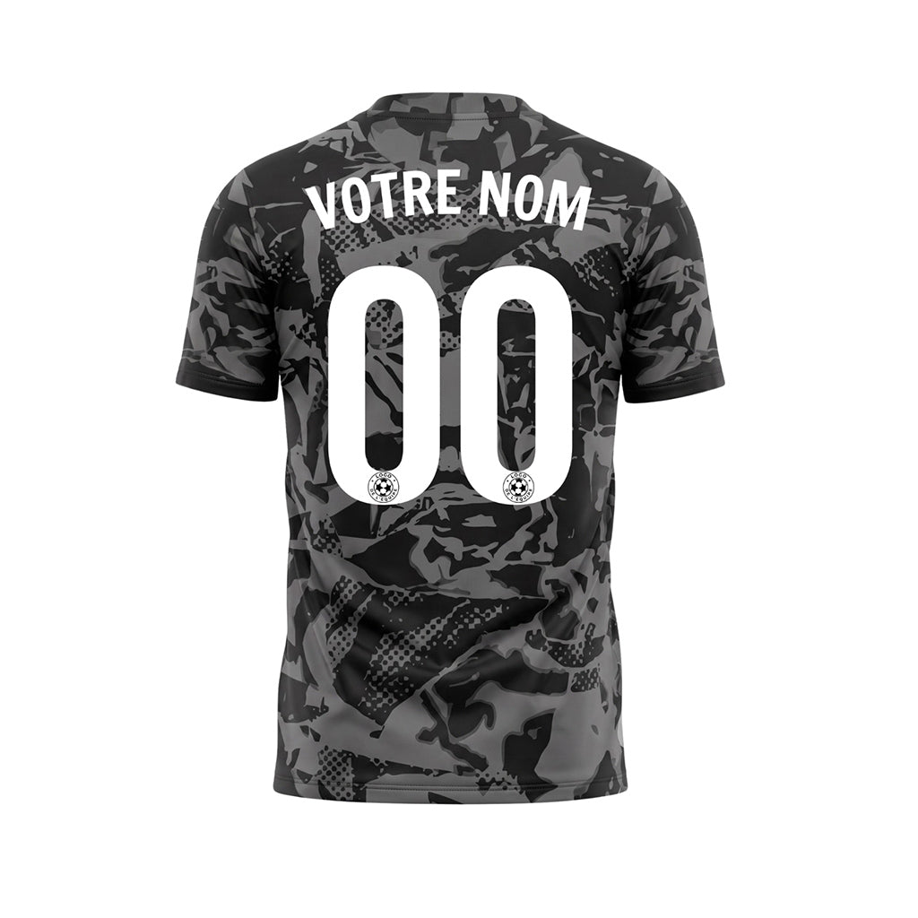Gris Foncé Noir Abstrait Camouflage Maillot de Football Personnalisé