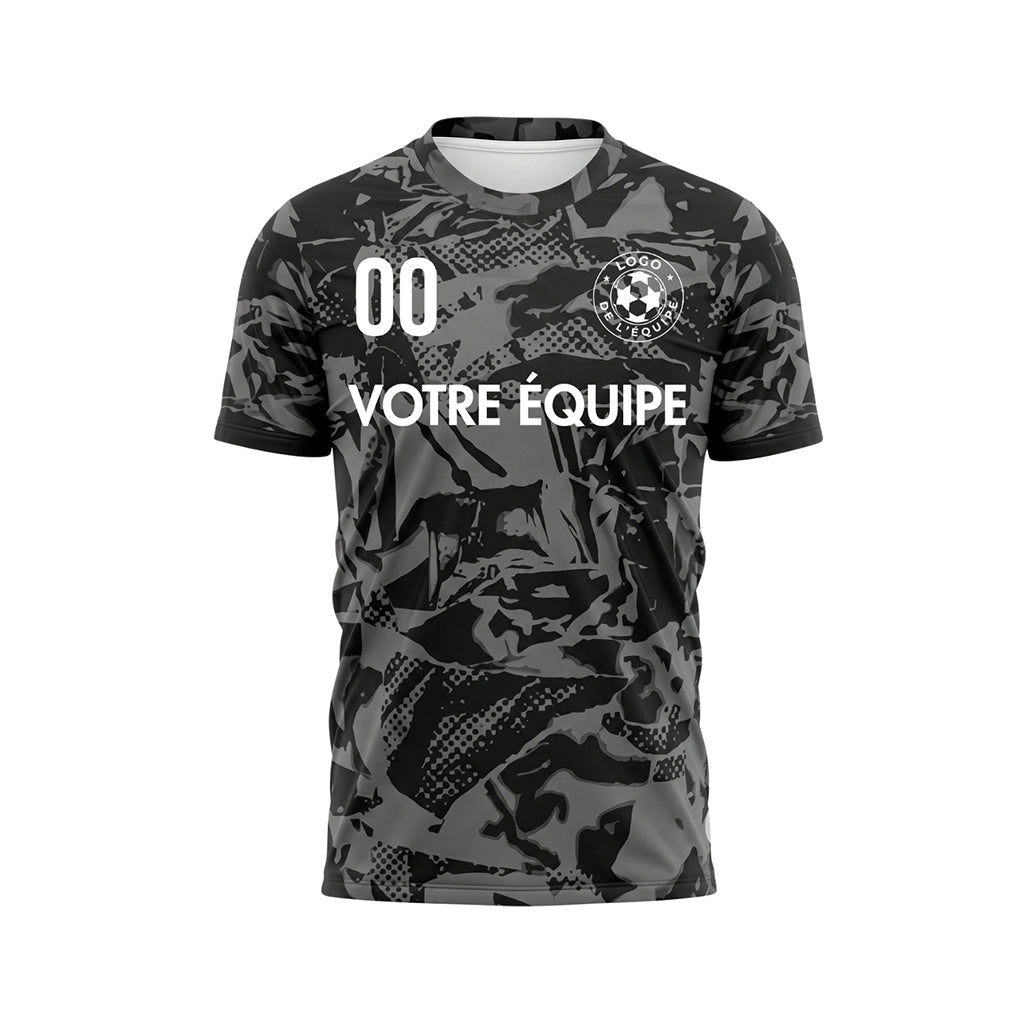 Gris Foncé Noir Abstrait Camouflage Maillot de Football Personnalisé
