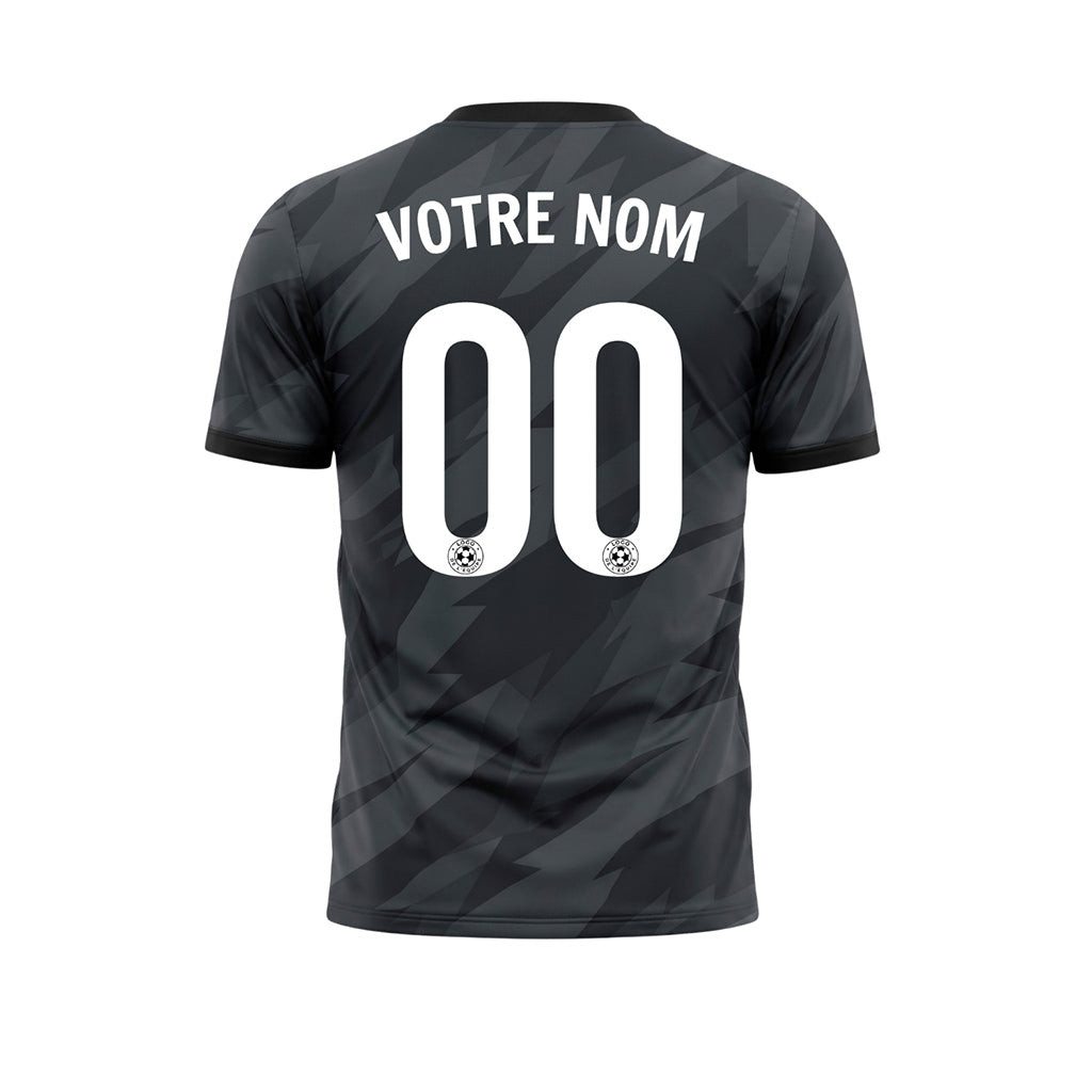 Gris Foncé Noir Motif Éclair Maillot de Football Personnalisé