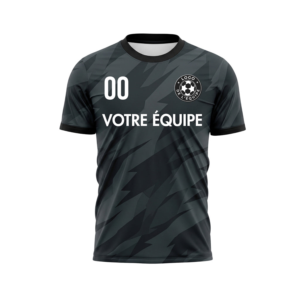 Gris Foncé Noir Motif Éclair Maillot de Football Personnalisé