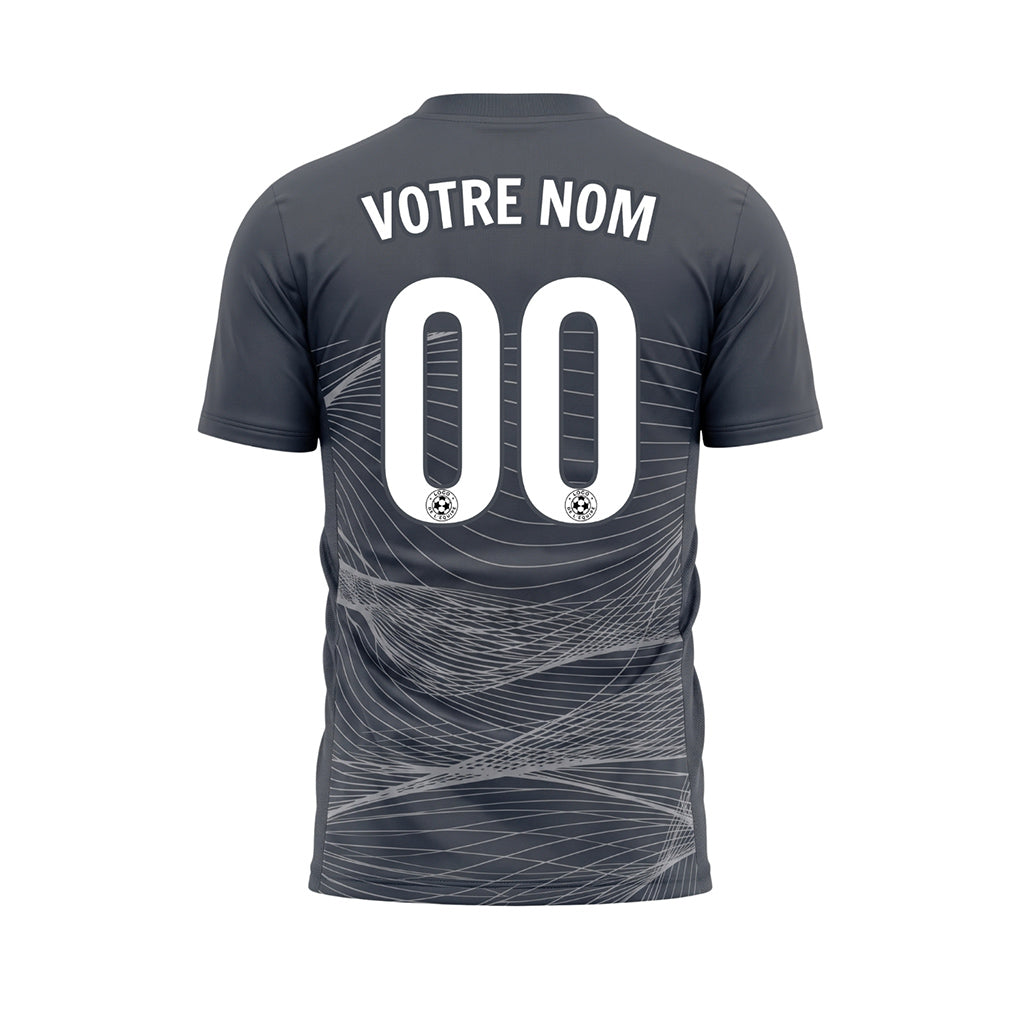 Gris Foncé Argenté Lignes Ondulées Maillot de Football Personnalisé