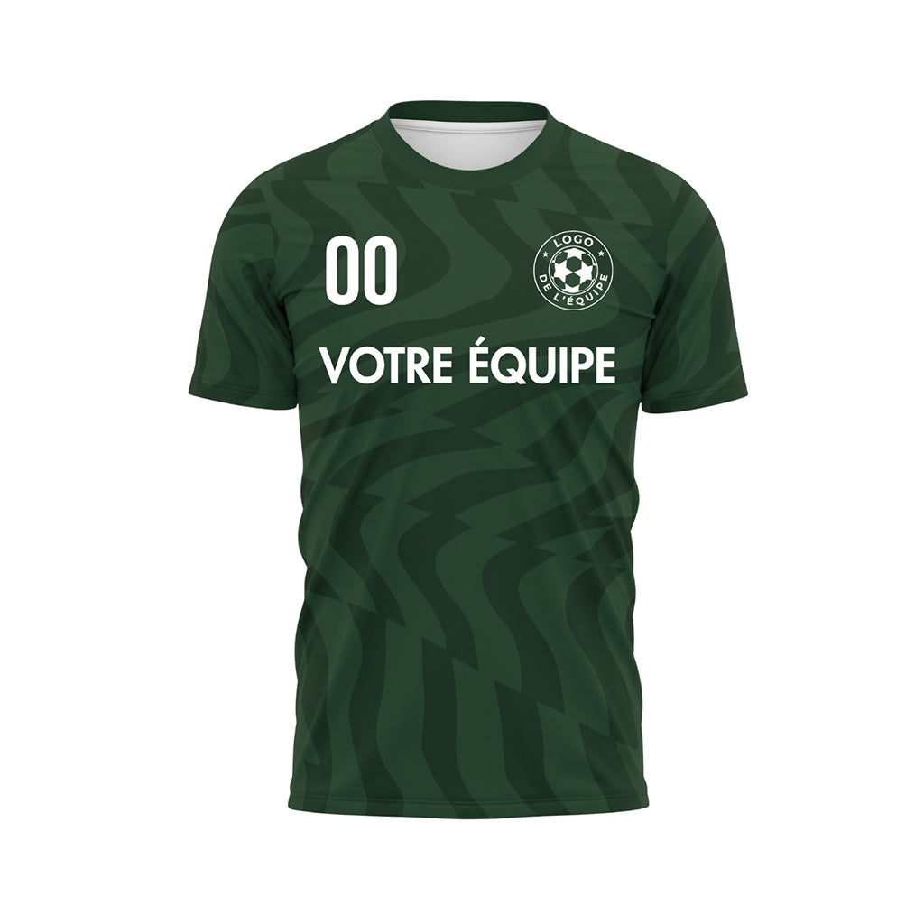 Vert Foncé Abstrait Vagues Motif Maillot de Football Personnalisé
