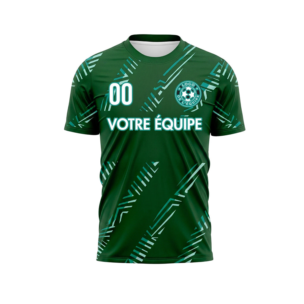 Vert Foncé Diagonales Rayures Maillot de Football Personnalisé