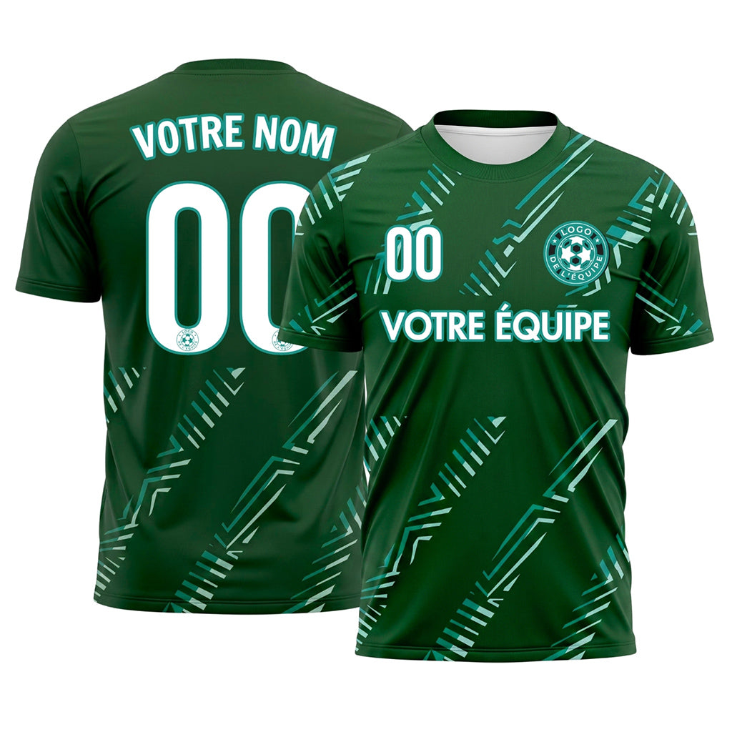 Vert Foncé Diagonales Rayures Maillot de Football Personnalisé