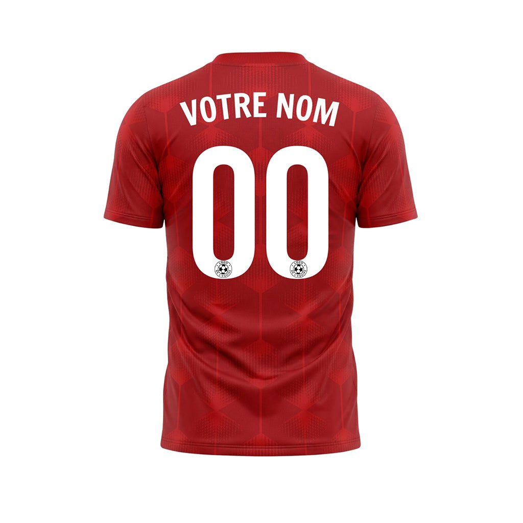 Rouge Foncé Hexagone Motif Maillot de Football Personnalisé