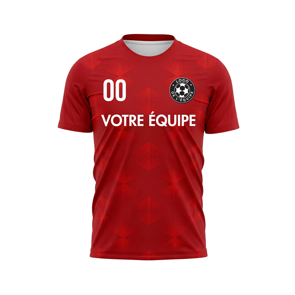 Rouge Foncé Hexagone Motif Maillot de Football Personnalisé
