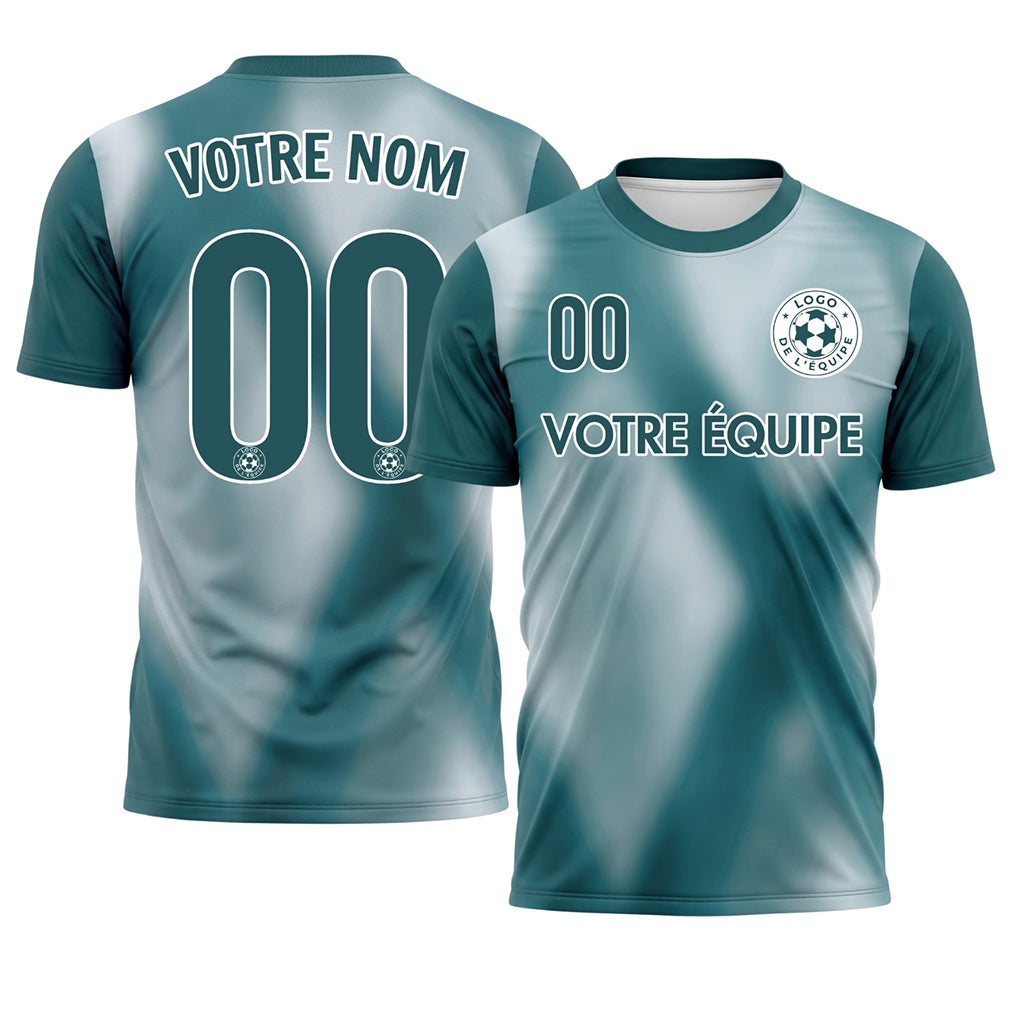 Bleu Sarcelle Foncé Tie Dye Motif Losange Maillot de Football Personnalisé